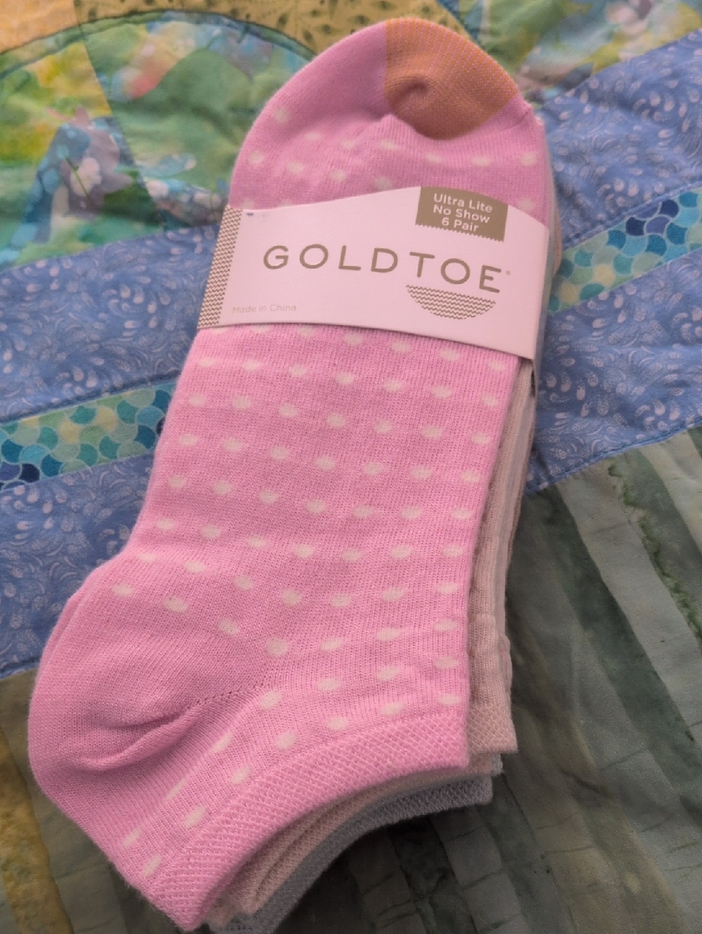 GOLDTOE Pink Polka Dot Ultra Lite No-Show Socks - Pack